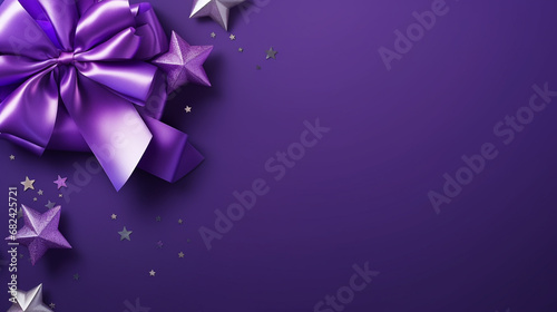 Stars isolated on violet background. Festive day backdrop. Flat lay style with minimalistic design. Banner or party invitation