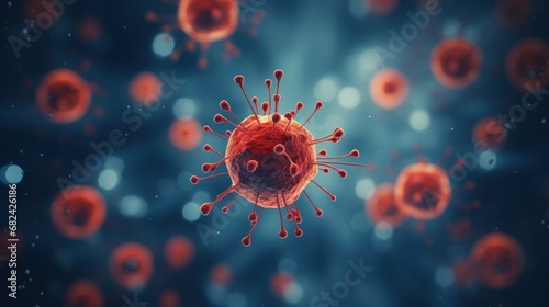 Medical Stock Image of AML Cells with Distinctive Morphology and Cell Division. photo