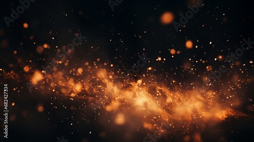 Particles of fire on a black canvas