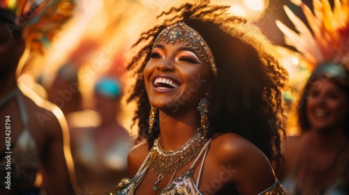 Beautiful samba dancers performing in a carnival