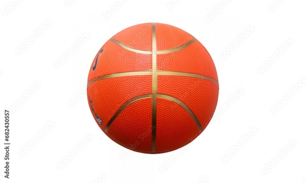 An orange basketball with a black stripe is isolated on a white background. A basketball to overlay on your photos