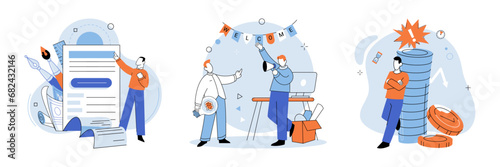 Business chaos. Vector illustration. The chaotic nature business environment clead to physical and emotional burnout The business chaos metaphor emphasizes need for effective management and strategies