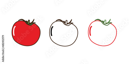 Vector Tomato icon Vegetables logo. Thin line art design, outline illustration
