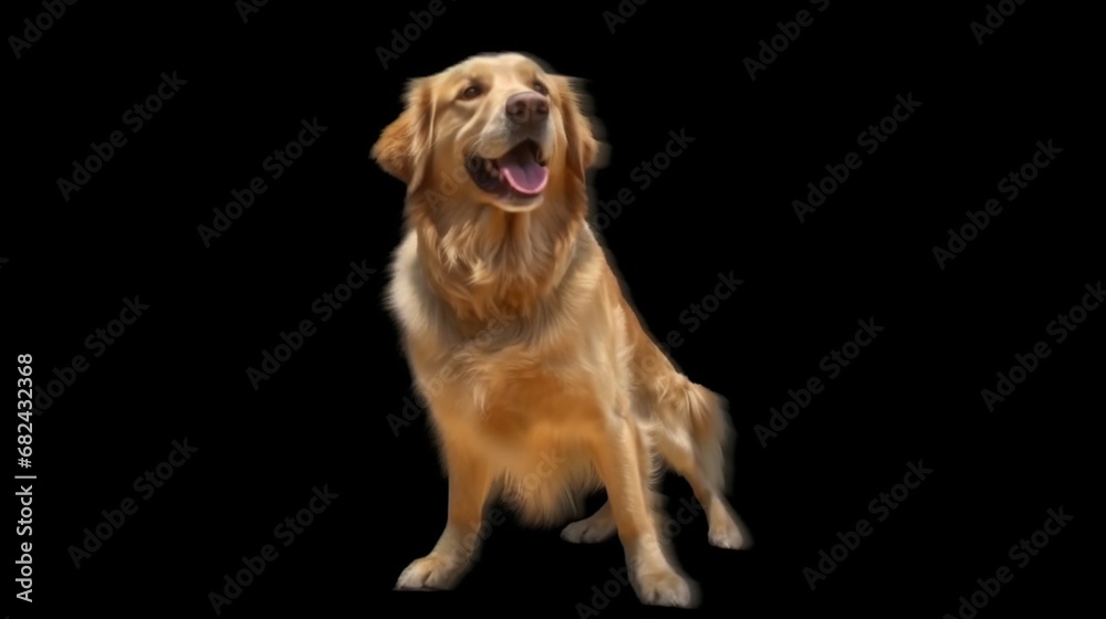 A joyful Golden Retriever dog on a transparent background.Generative AI