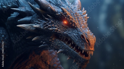 A hyper realistic dragon Octane render Hyper realism.Generative AI © shuvodesign