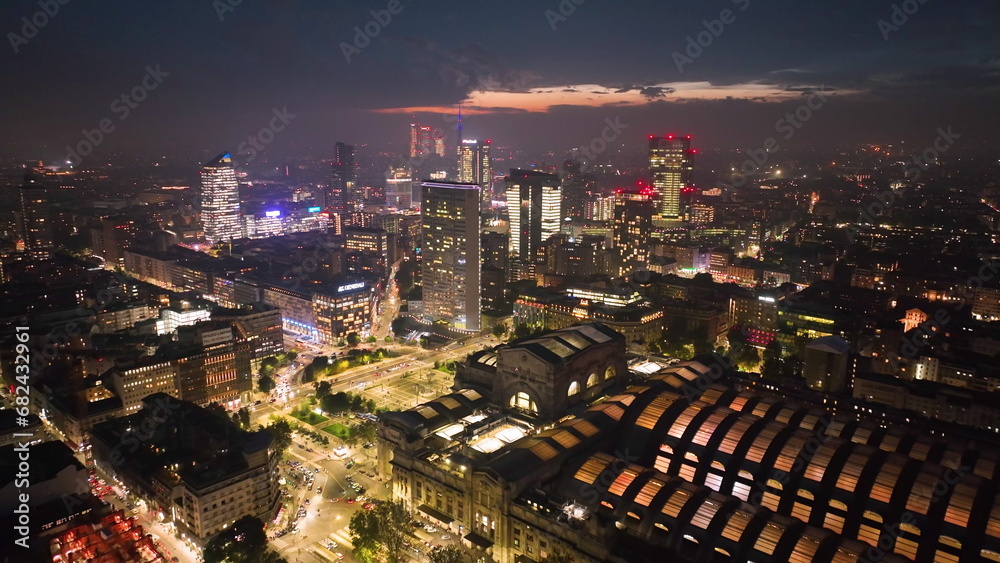 Aerial view of Milan city skyline. Italy. business buildings. skyscrapers.