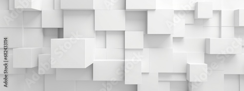 3D Random shifted white cube boxes block the background wallpaper banner modern