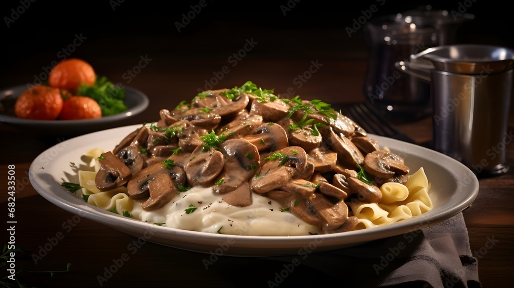 Beef Stroganoff, a symphony of tender beef, mushrooms, and creamy sauce. Beef Stroganoff, a symphony of tender beef, mushrooms, and creamy sauce.