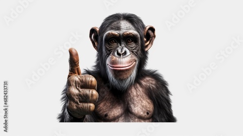 A monkey giving a thumbs up isolated on transparent.Generative AI © shuvodesign