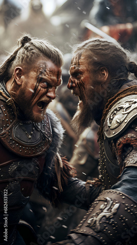 Screaming Portrait of angry Vikings Battle 