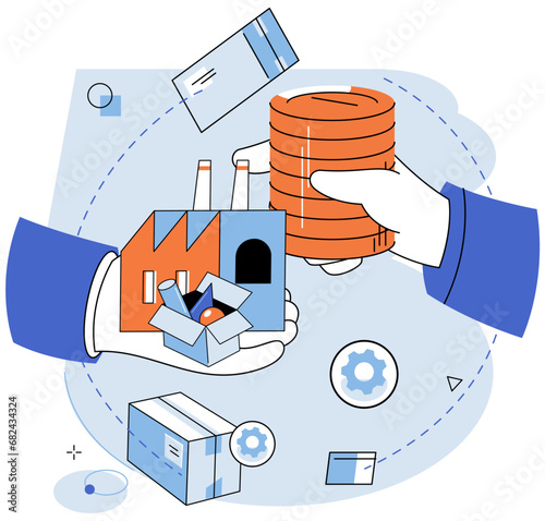 Manufacturer model. Vector illustration. Quality assurance is fundamental aspect manufacturing process The manufacturer model concept emphasizes importance streamlined operations Strategic planning