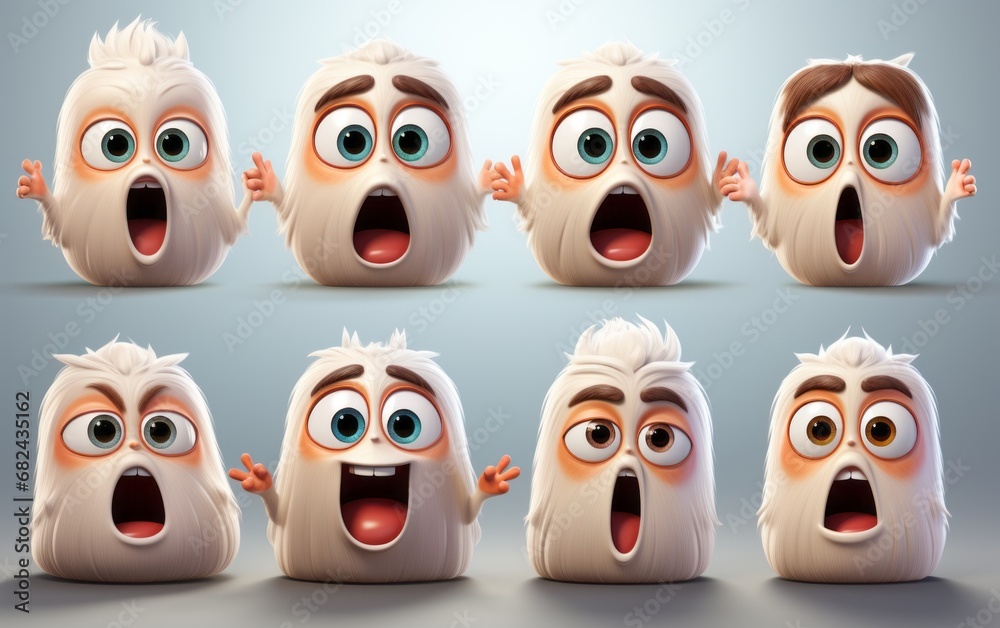 Fototapeta premium creepy face expression characters set