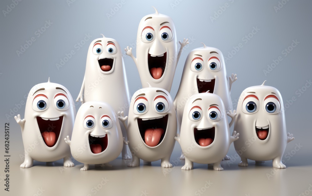 Obraz premium creepy face expression characters set