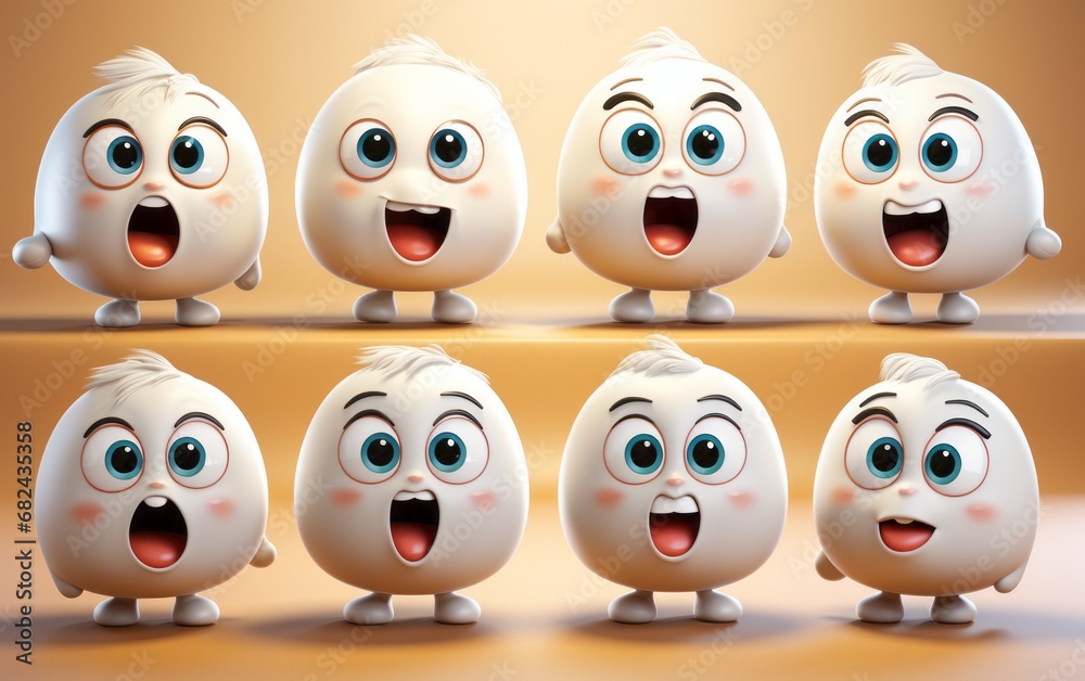 Obraz premium creepy face expression characters set