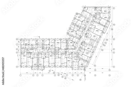 Vector architectural project of a multistory building floor plan	
 photo
