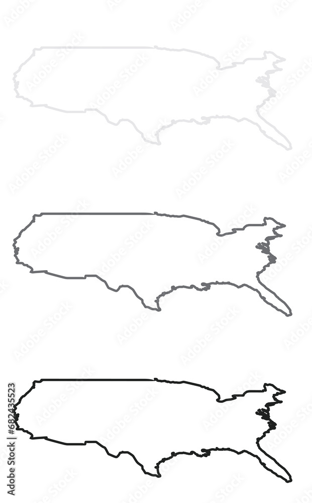 USA map 3D perspective view. vector illustration USA map 3D perspective view. vector illustration