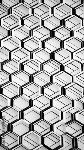 A geometric pattern of alternating white and black hexagons