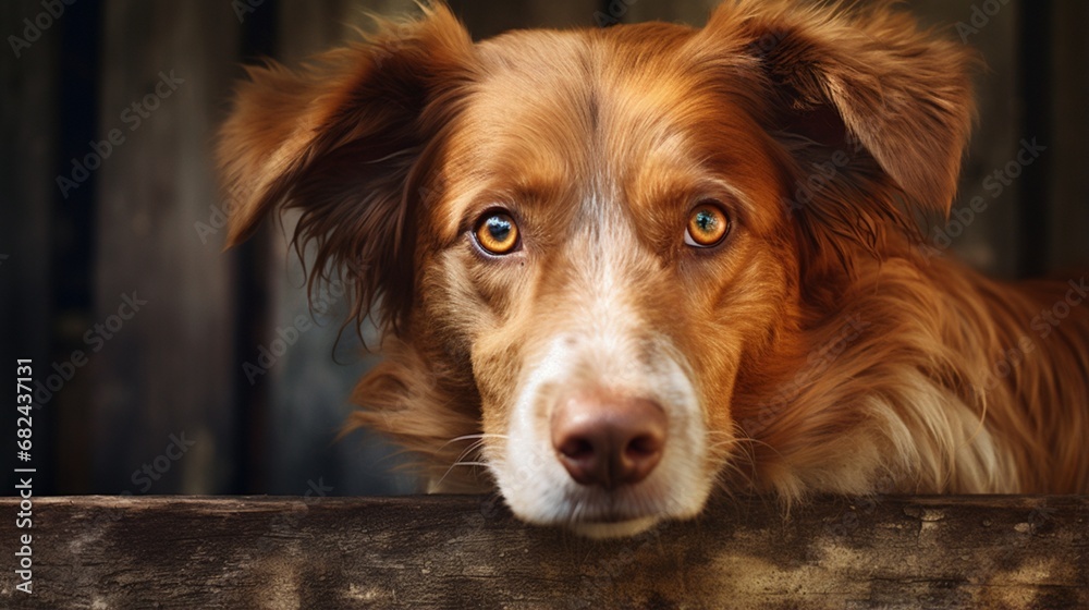 an image of a farm dog with soulful eyes and a loyal disposition