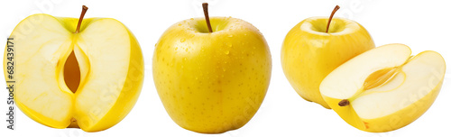 Yellow apple collection, isolated on a transparent background, fruit bundle © Flowal93