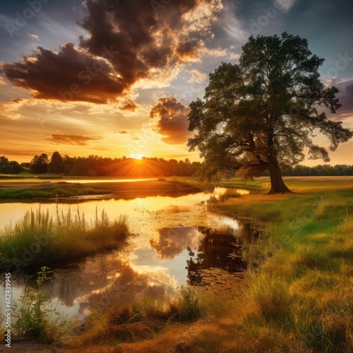 Peaceful countryside with lake © BrandwayArt