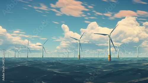 Offshore Wind Farm on a Cloudy Afternoon 