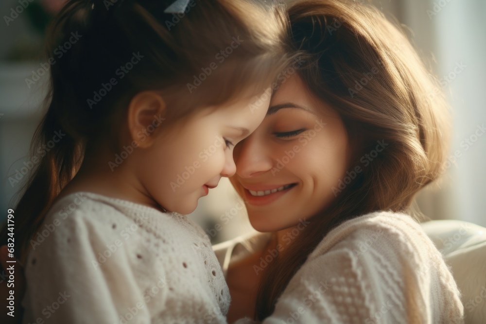 A heartwarming image of a woman and a little girl smiling together. Perfect for capturing the bond between a mother and daughter or any joyful moment shared between loved ones. A heartwarming image of a woman and a little girl smiling together. Perfect for capturing the bond between a mother and daughter or any joyful moment shared between loved ones.