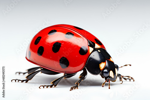 Beautiful ladybug on White Background Macro Photography