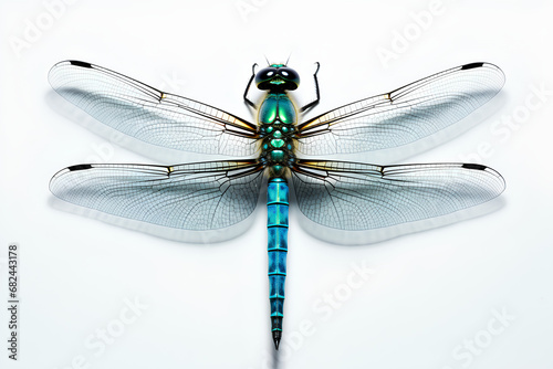 Blue dragonfly on White Background Macro Photography © CosmoJulia