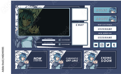 anime gaming stream panel element design