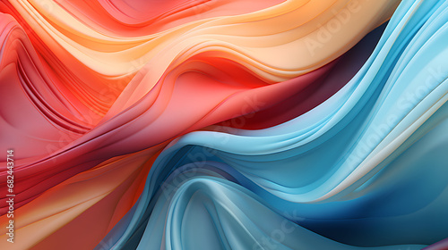 A colorful textured fabrics waving in the wind, with dynamic waves. Background