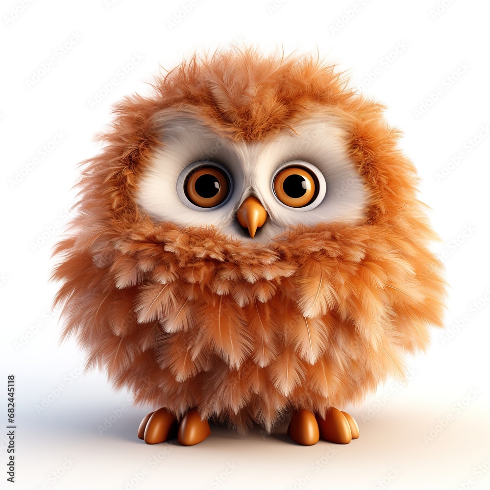cute fluffy cartoon owl on white background cute fluffy cartoon owl on white background