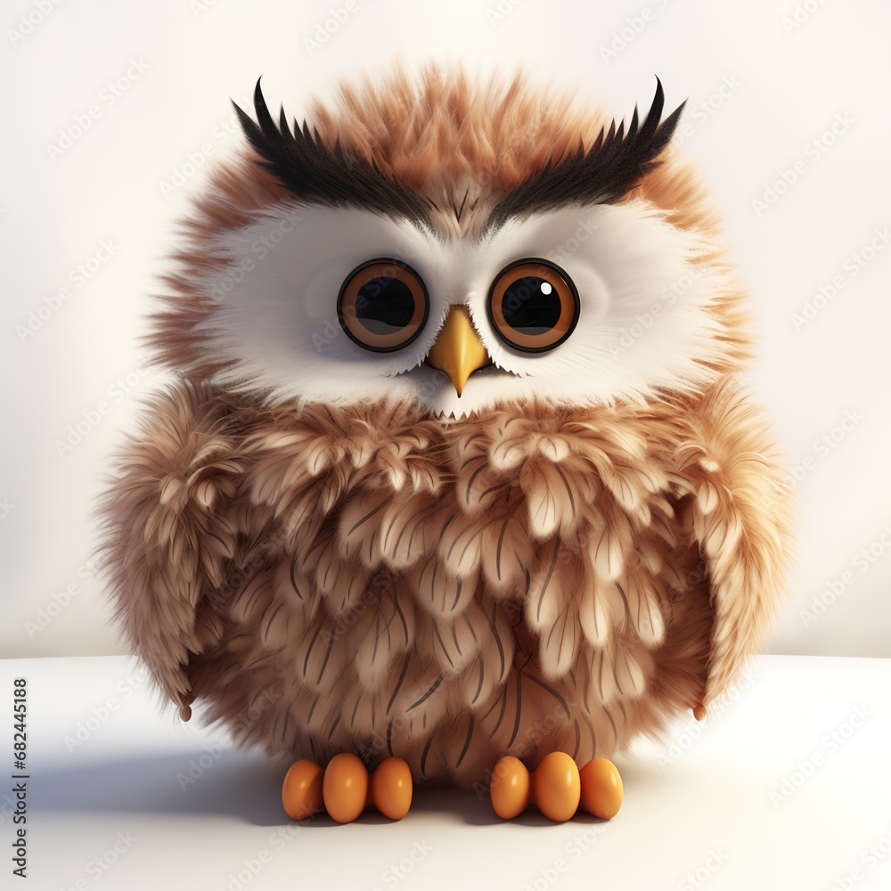 cute fluffy cartoon owl on white background cute fluffy cartoon owl on white background