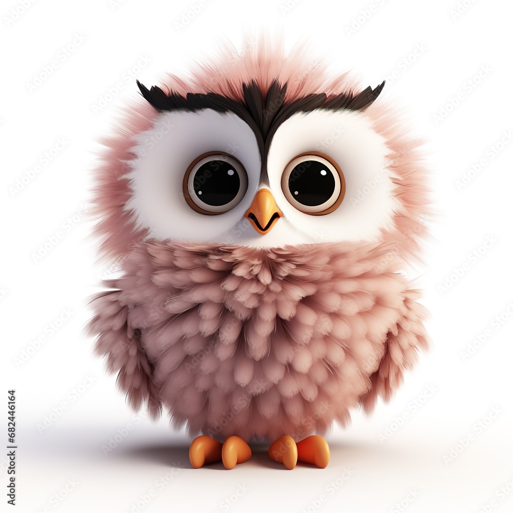 cute fluffy cartoon owl on white background cute fluffy cartoon owl on white background