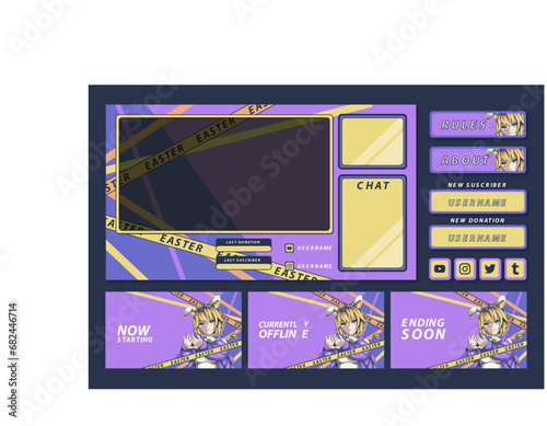 anime gaming stream panel element design
