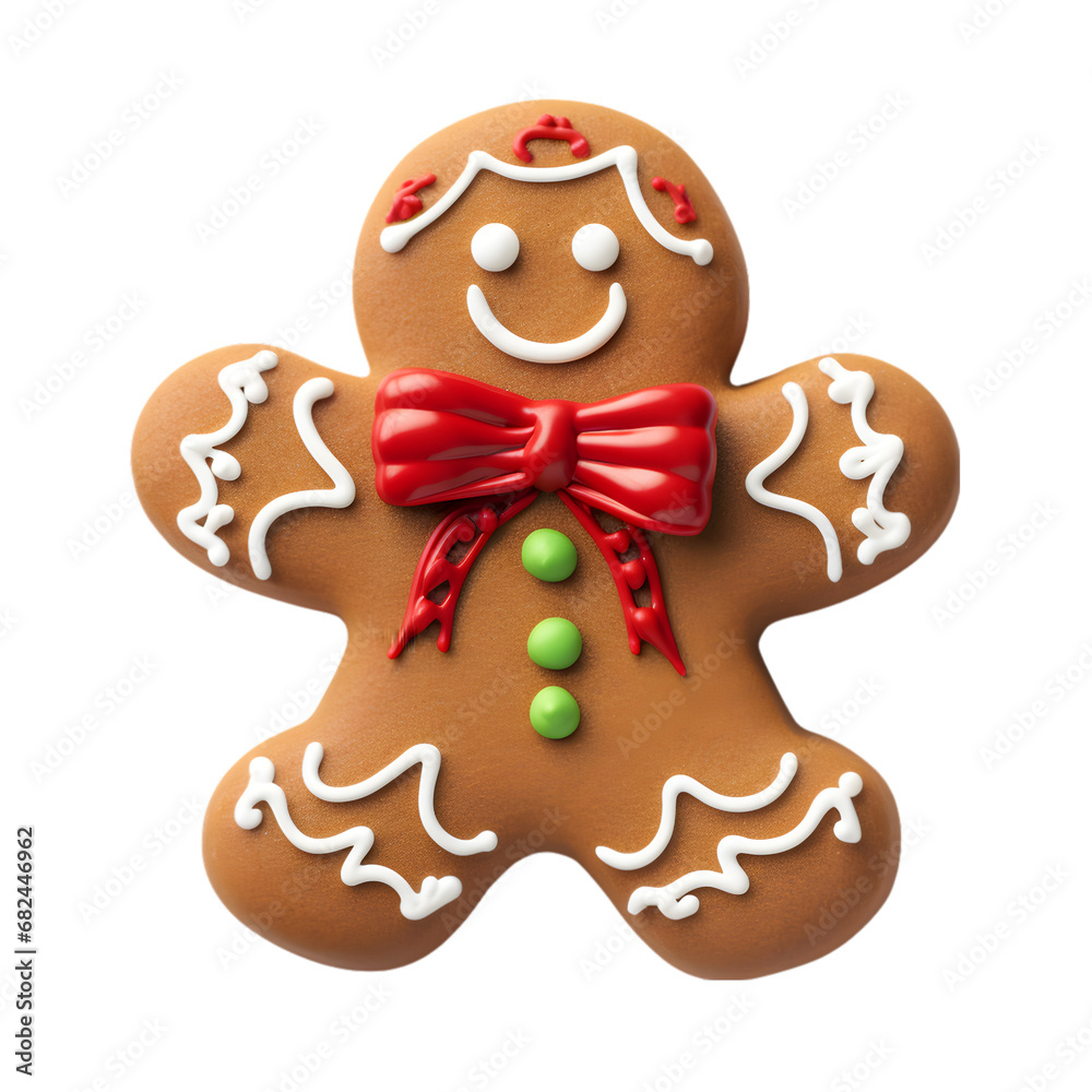A cheerful gingerbread man adorned with a Santa hat and colorful icing decorations, embodying the festive spirit of Christmas. A cheerful gingerbread man adorned with a Santa hat and colorful icing decorations, embodying the festive spirit of Christmas.