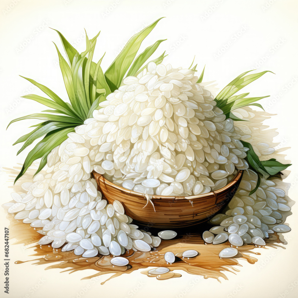 Watercolor Rice Clipart illustration Generative Ai Stock Illustration ...