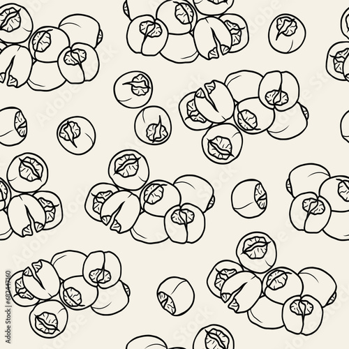 Line art lotus seeds seamless pattern 