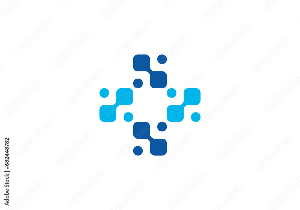 medical and pixel logo, health tech connection concept logo design	
