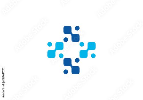 medical and pixel logo, health tech connection concept logo design	
