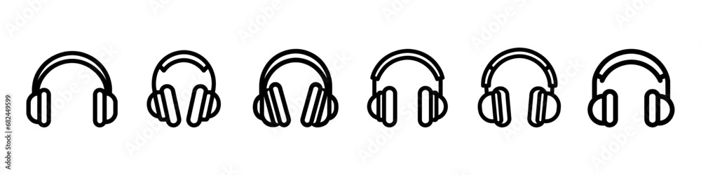 set of headphones line icons isolated. Vector illustration set of headphones line icons isolated. Vector illustration