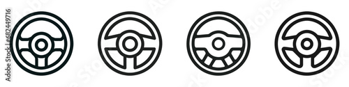 Steering wheel icon set. Car logo templates in flat style isolated. Vector illustration