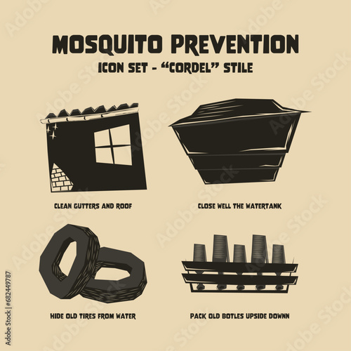 Dengue mosquito prevention icon set