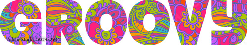 Groovy. Doodle texture word vector illustration