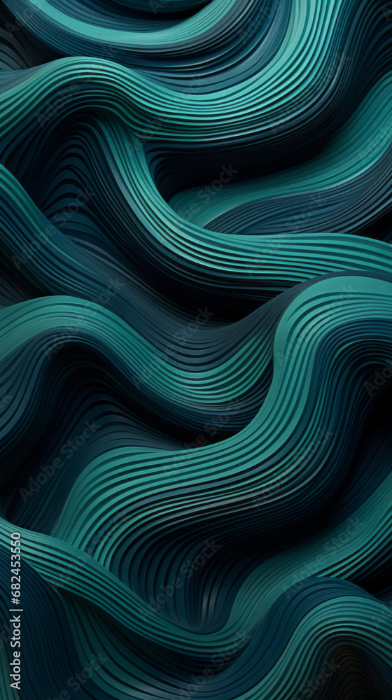 A pattern of blue and green stripes arranged in a wave A pattern of blue and green stripes arranged in a wave