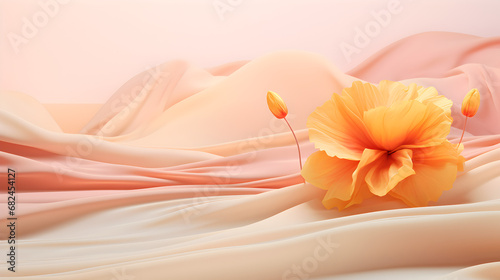 Pastel Blossoms  Gentle Pink Background with Flowering Waves - Ample Copy Space