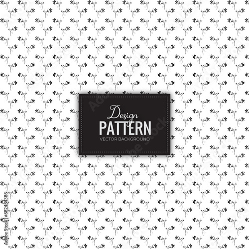 Vector cute  floral black pattern. sketches variety of flowers and leaves pattern.