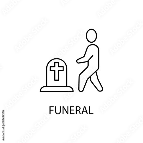FUNERAL concept line icon. Simple element illustration. FUNERAL concept outline symbol design.