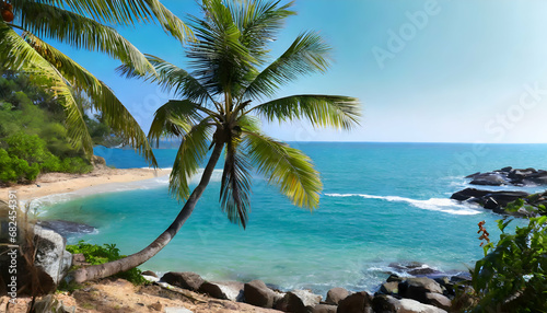 beach with trees, beach, trees, Coconut tree, Coconut tree on sea, seaside, trees on Seaside, beach coconut