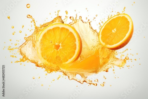 Orange juice splash isolated white background 