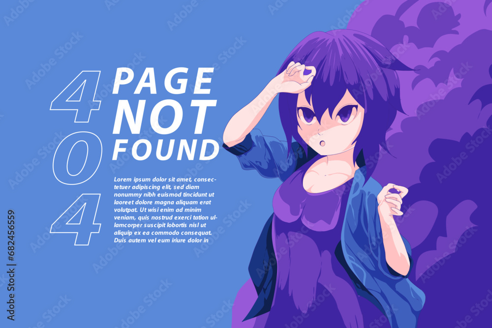 Fototapeta premium anime illustration error 404 page not found